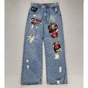 UNK NBA Vintage Jeans Size 32 Bulls Nuggets Cavaliers 76ers Heat Y2K Distressed